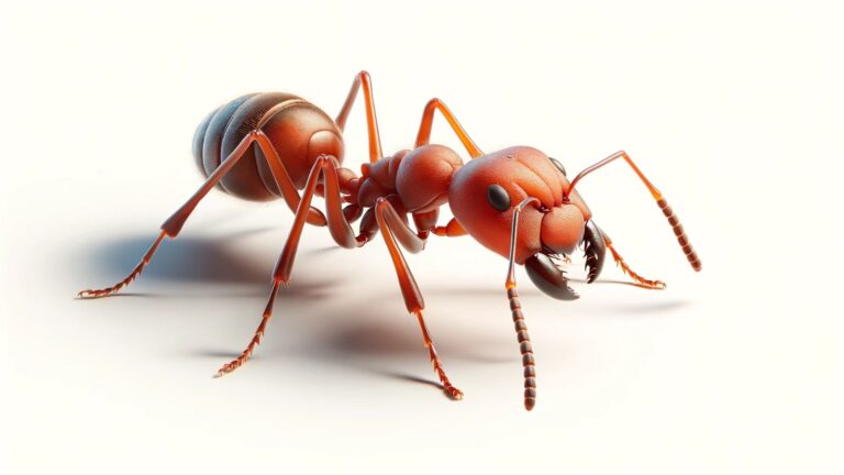 Red ant on a white background