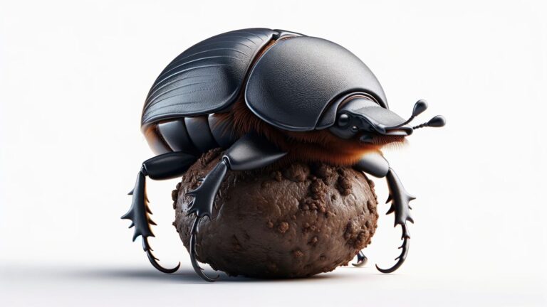Dung beetle on a white background