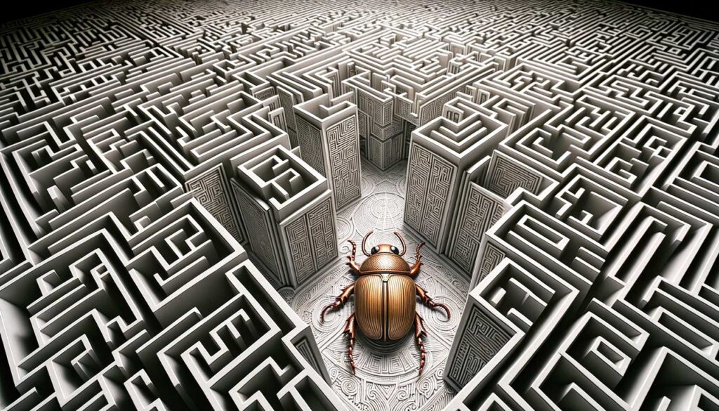 Dream about a scarab beetle leading you through a maze