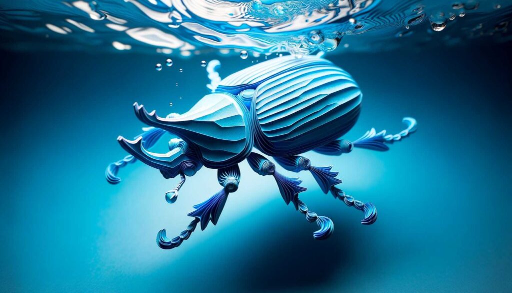 Dream of blue beetle in water