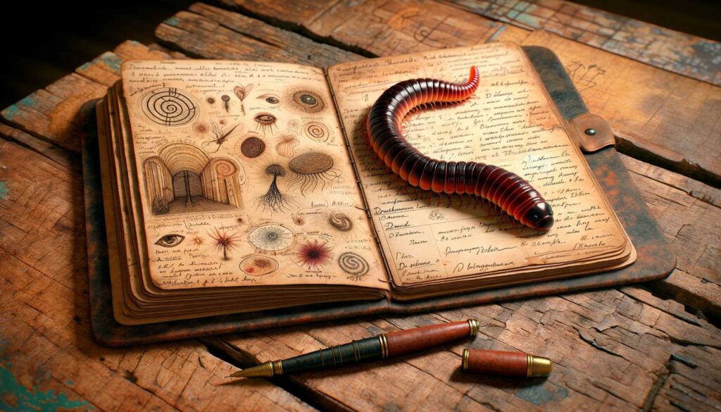 A bloodworm on a dream journalA bloodworm on a dream journal