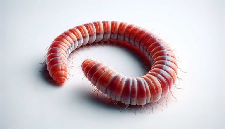 A bloodworm on a white background