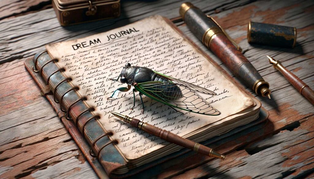 A cicada on a dream journal