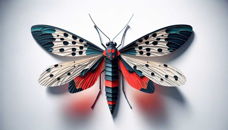 A paper art lanternfly on a white background