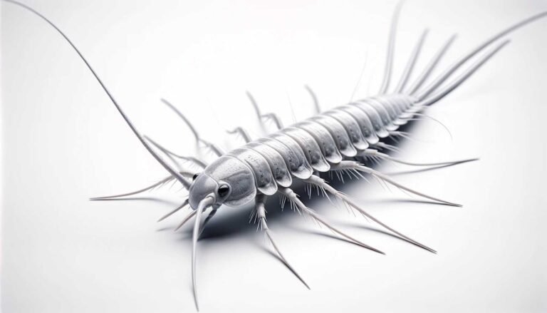 A silverfish on a white background