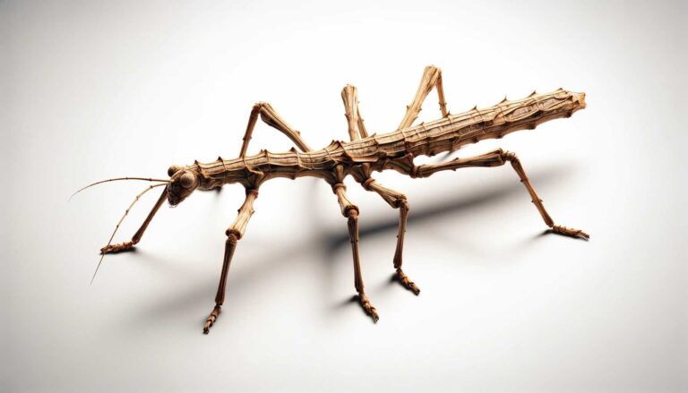 A stick insect on a white background
