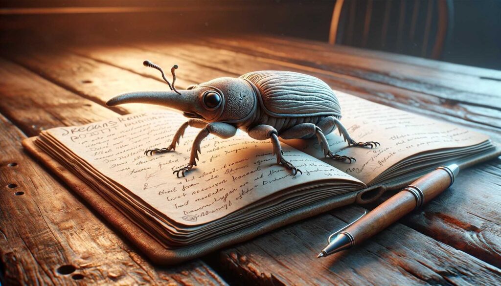 A weevil on a dream journal
