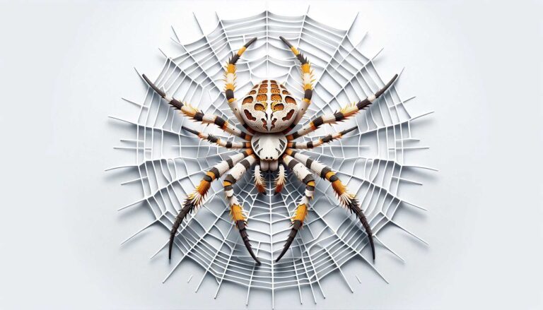 An Orb Weaver Spider on a white background