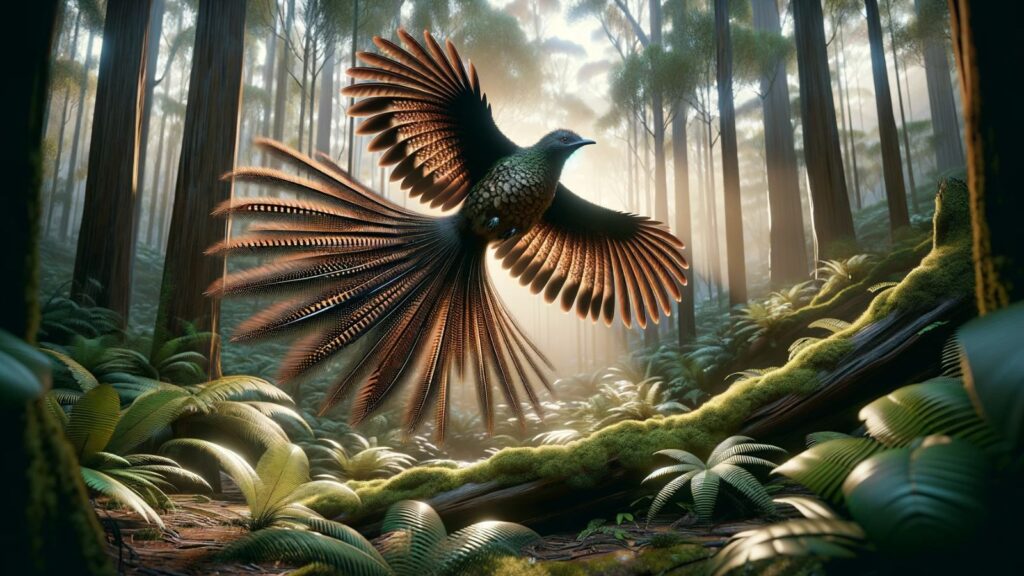 A flying lyrebird