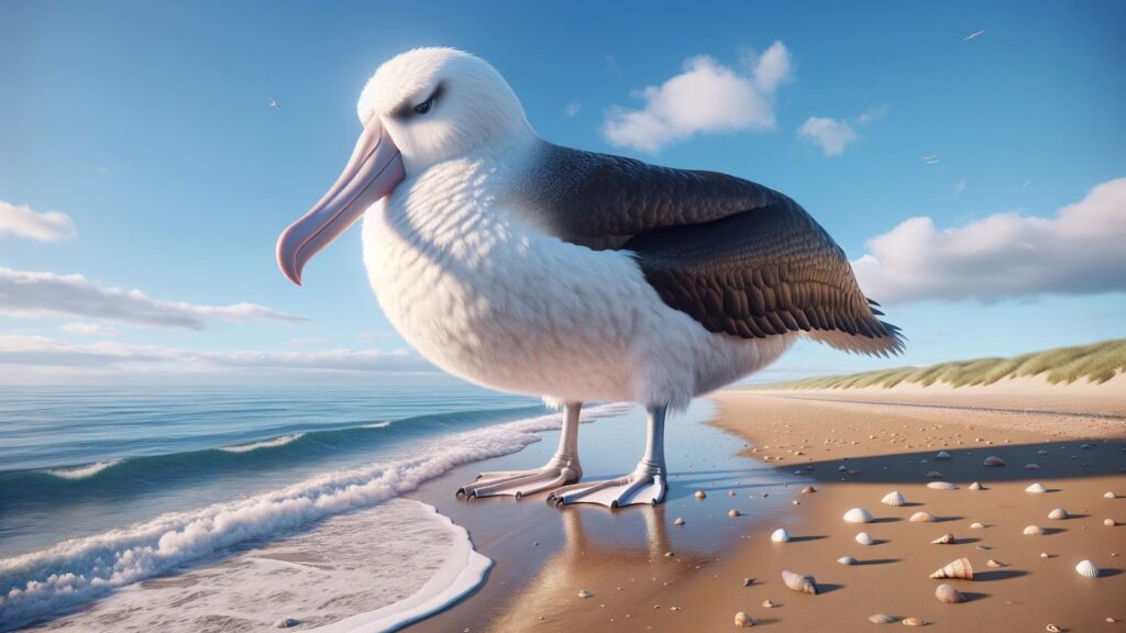 A giant albatross at the beach