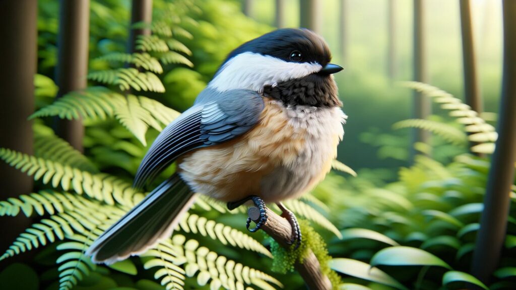 A large chickadee in the forest