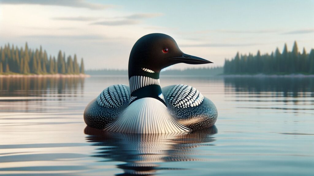 A large loon at the lake.