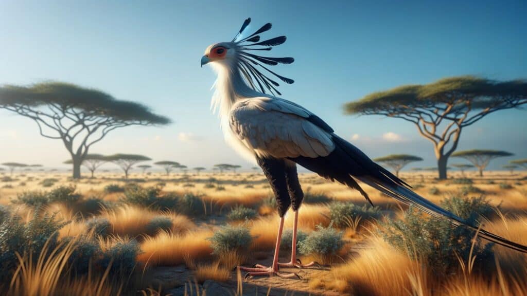 A large secretary bird