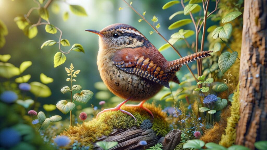 A large wren in the forest