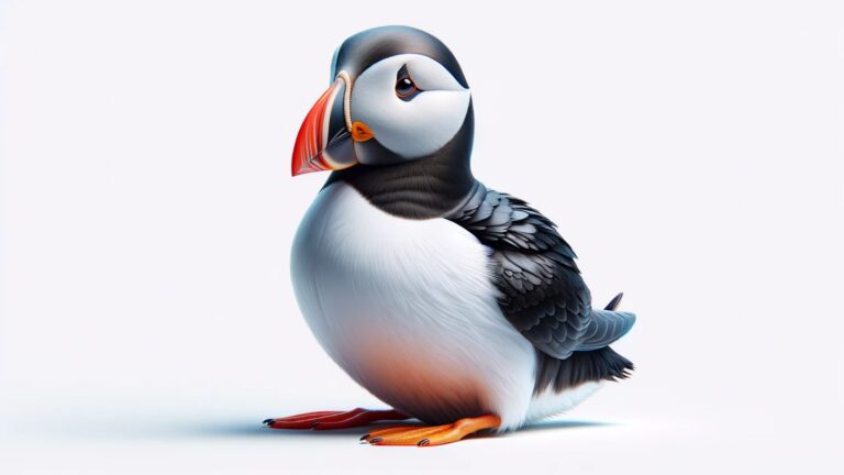 A puffin on white background