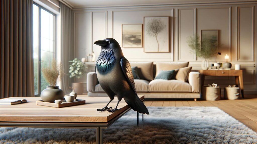 A raven in the living room