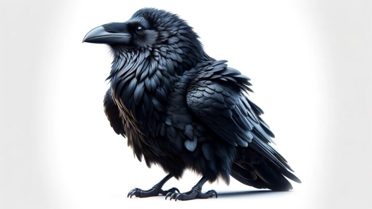A raven on white background