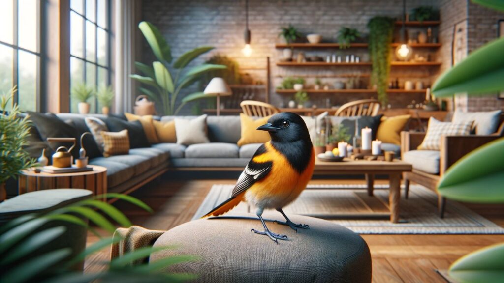 An oriole in the living room