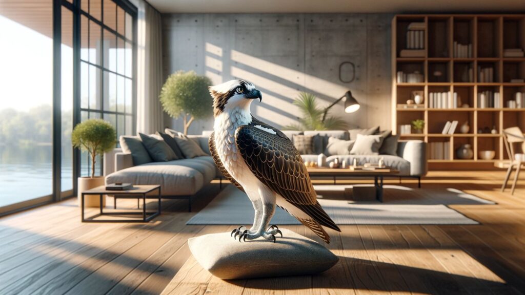 An osprey  in the living room