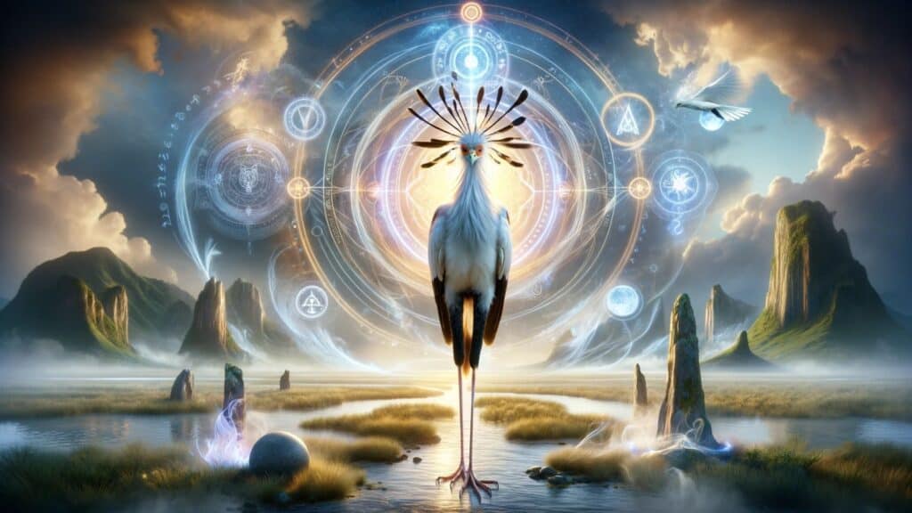 Spiritual representation of the secretary bird