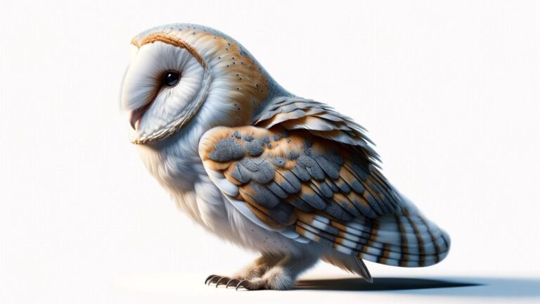 A barn owl on a white background