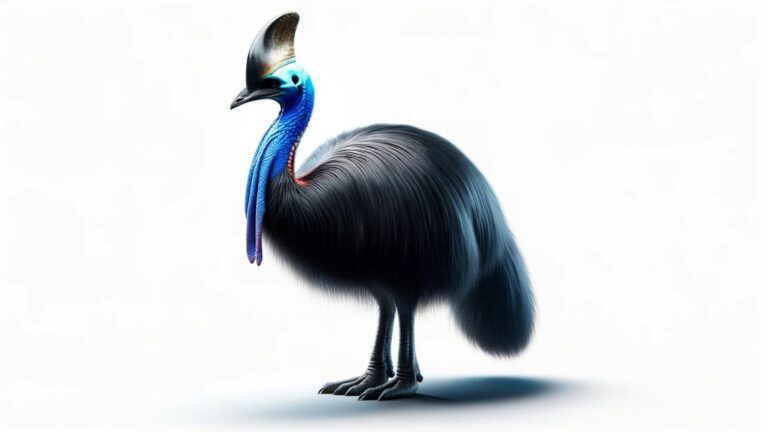 A cassowary in a white background