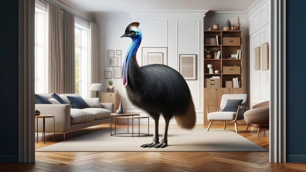 A cassowary in the house