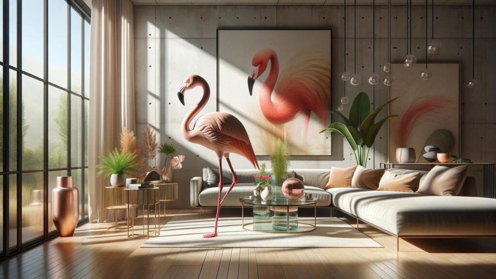 A flamingo in the house