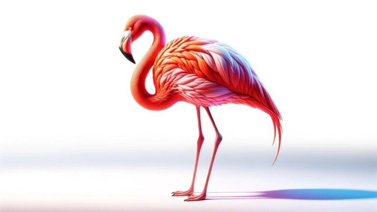 A flamingo on a white background
