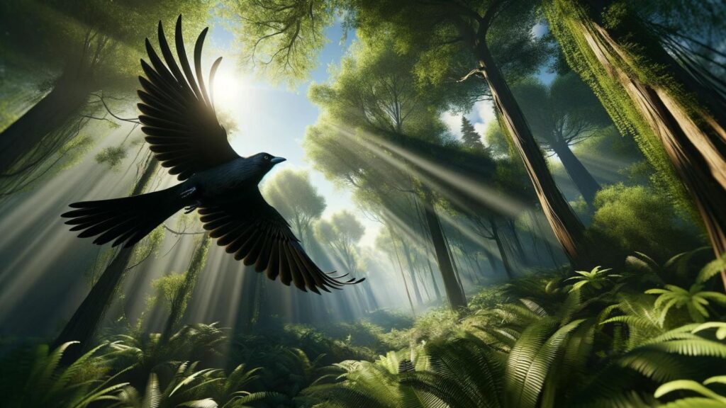 A flying blackbird