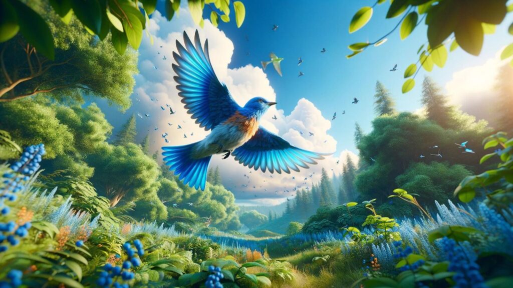 A flying bluebird