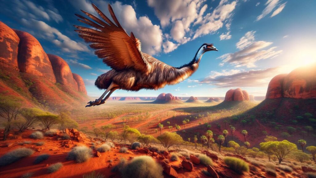 A flying emu