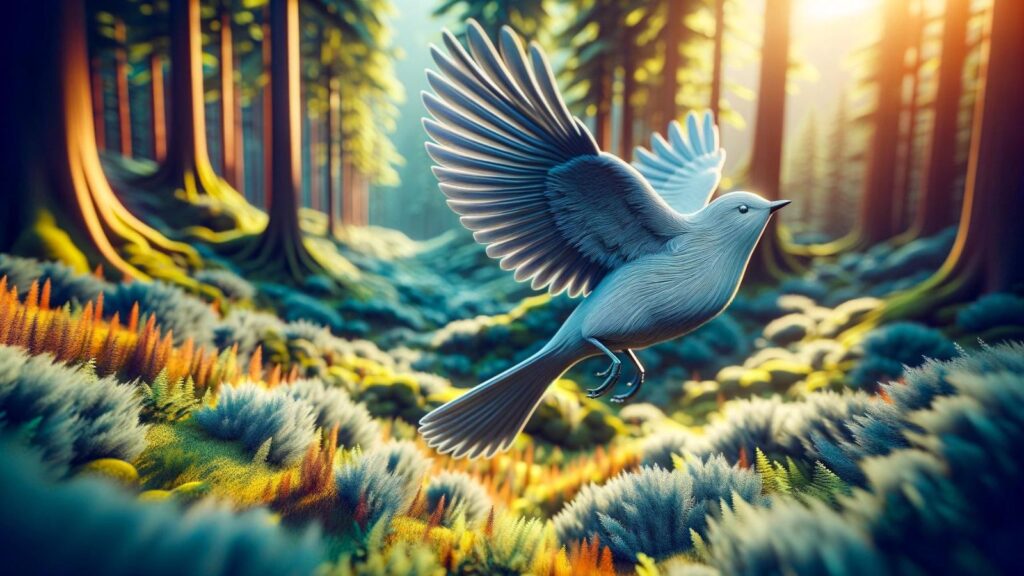 A flying gray bird