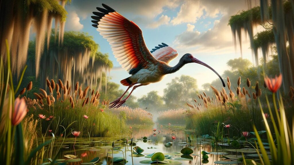 A flying ibis
