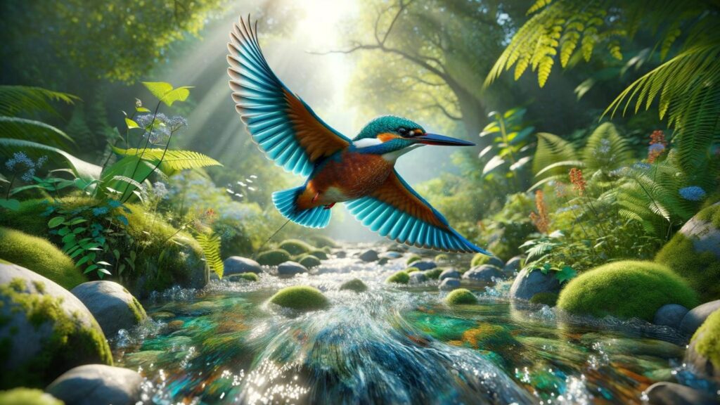 A flying kingfisher