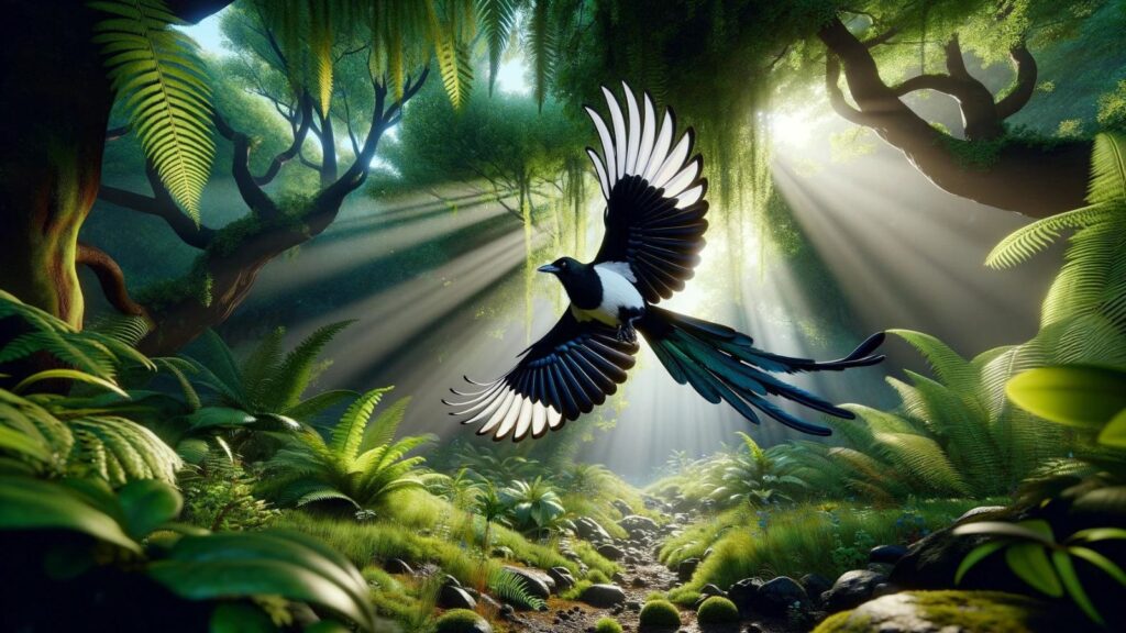 A flying magpie