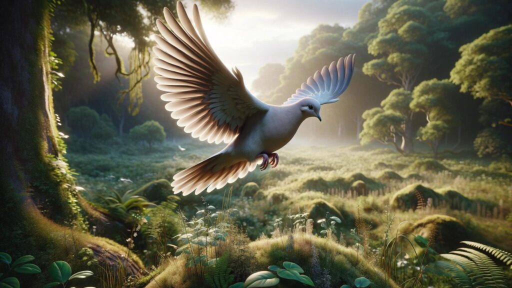 A flying mourning dove