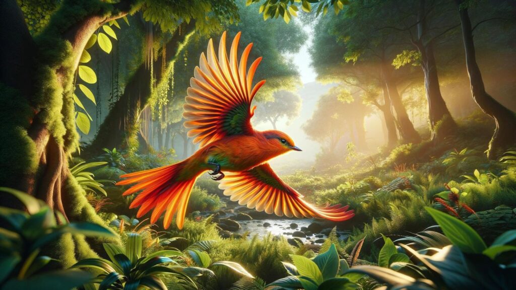 A flying orange bird