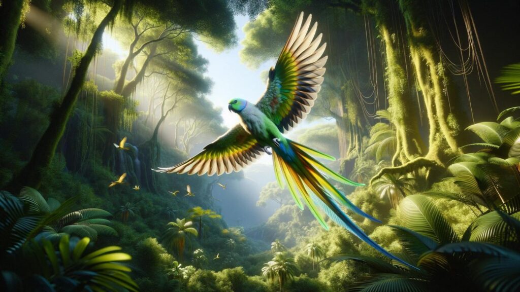 A flying parakeet