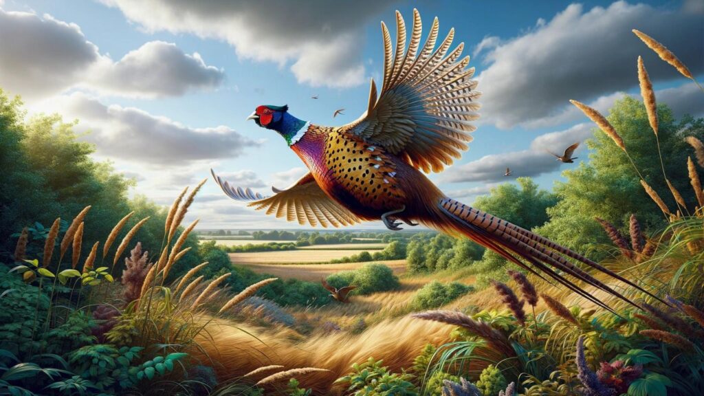 A flying pheasant