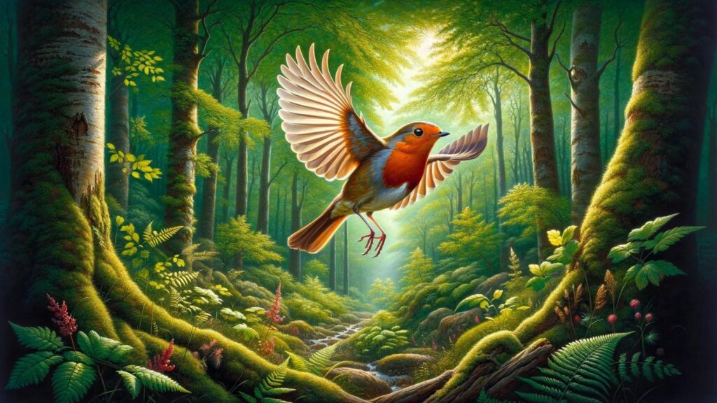 A flying red robin
