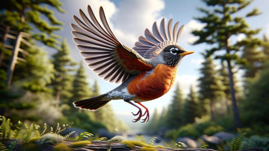 A flying robin