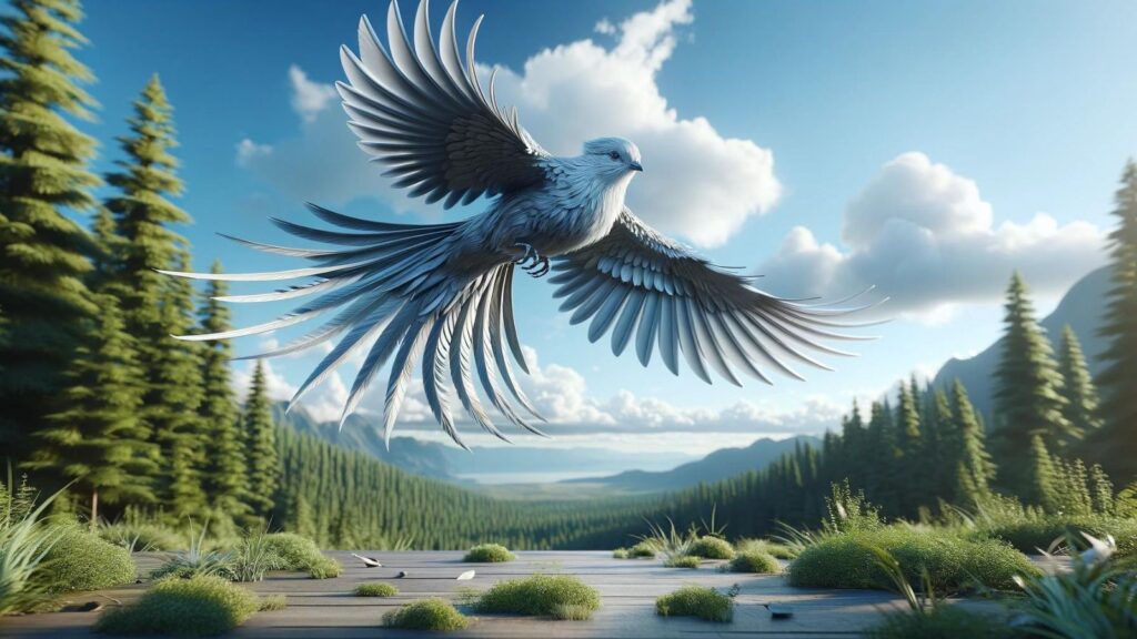 A flying silver bird