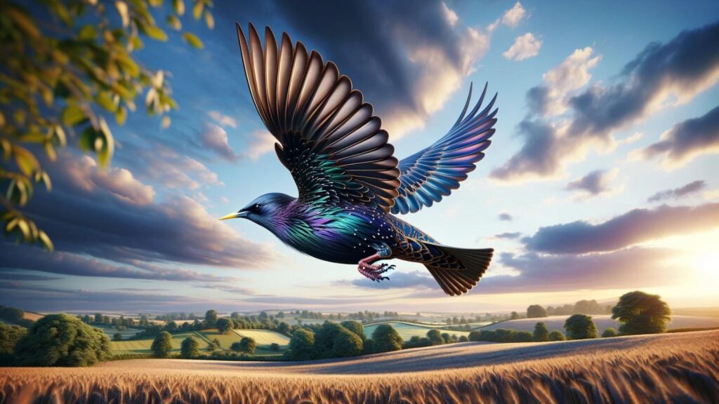A flying starling