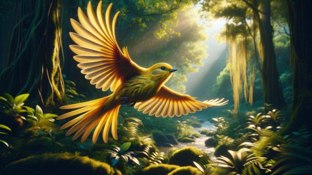 A flying yellow bird