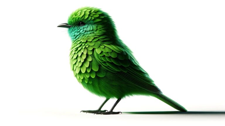 A green bird on a white background