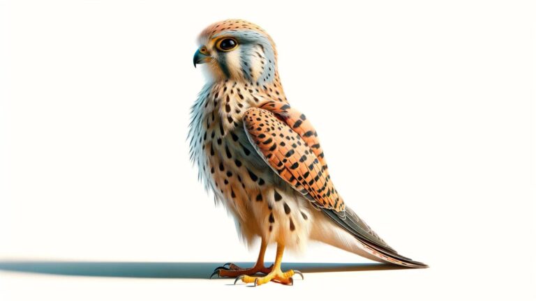 A kestrel in a white background