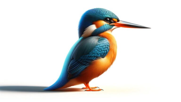 A kingfisher on a white background