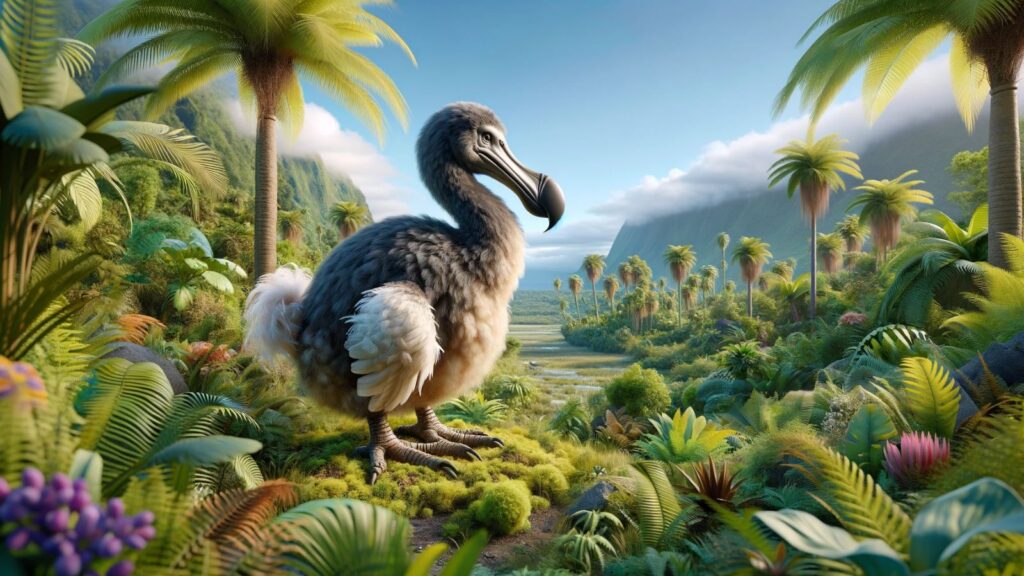 A large dodo bird in a forest