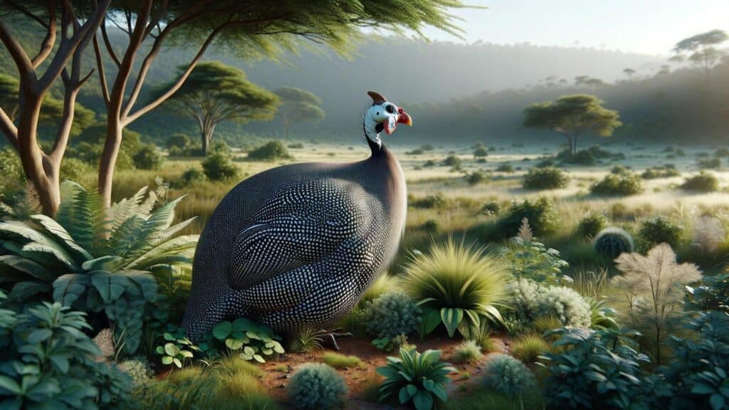 A large guinea fowl